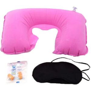 ست چشم بند خواب و بالش دورگردنی بادی و گوش گیر