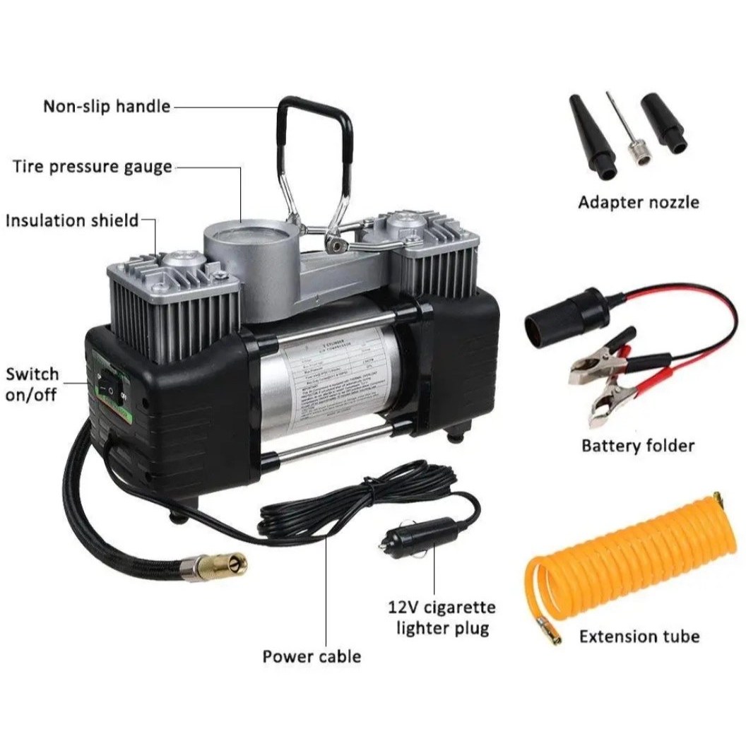 پمپ باد فندکی دو سیلندر خودرو 628-4x4 - Image 3